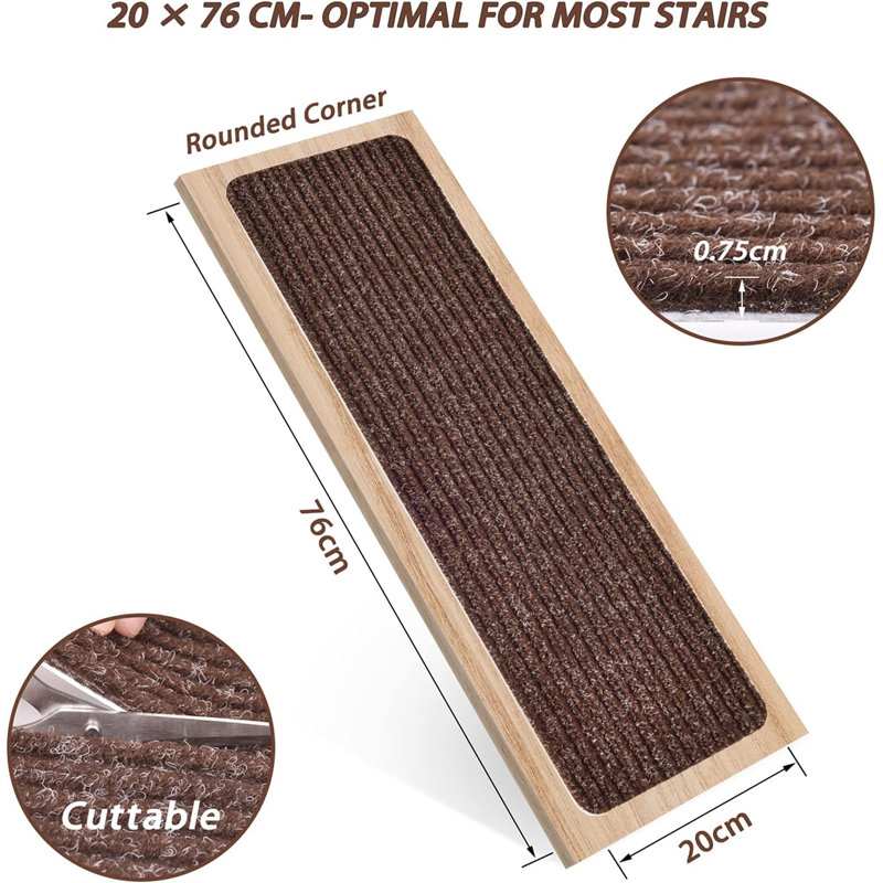 Tapis d'escalier antidérapant Brevin, Brun