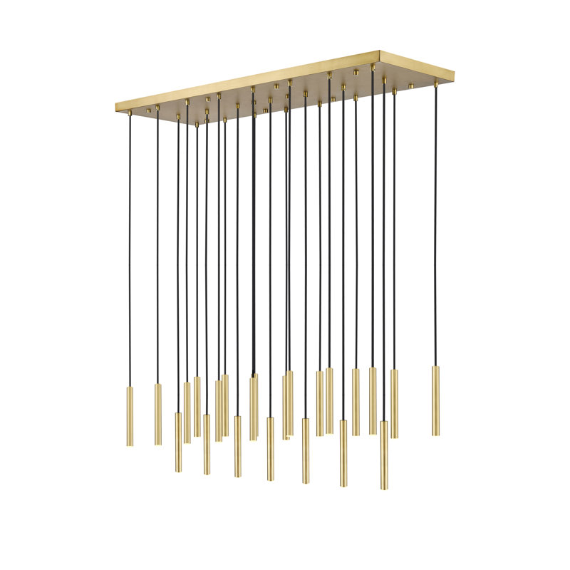 Lustre linéaire noir mat 23 lumières Mahlum, 194.4", Or