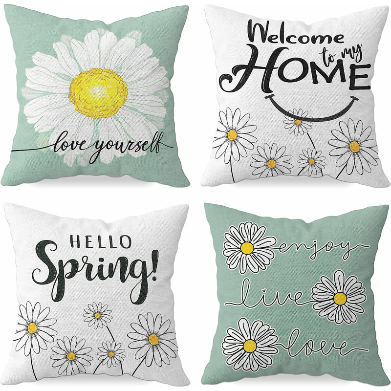 Ensemble de housse de coussin décoratif intérieur / extérieur 4 pièces Souliere