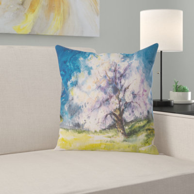 Coussin décoratif d’arbre à cerise floral