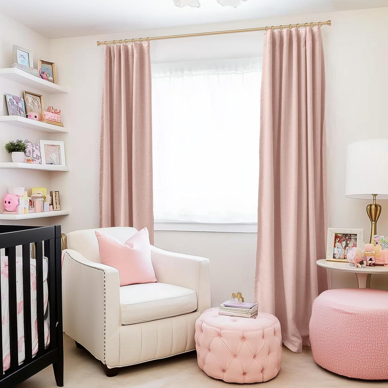 100% Blackout Curtains for Bedroom 2 Panels, 50"W x 96"L (Pack of 2), Blush Pink