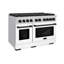 ZLINE 48 in. 8 Burner Double Oven Gas Range in Stainless Steel with White Matte Doors and Accents
