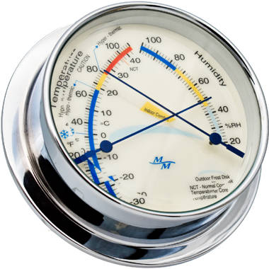 Indoor Analog Thermo-Hygrometer with 5 in. Dial and Stainless Steel Case