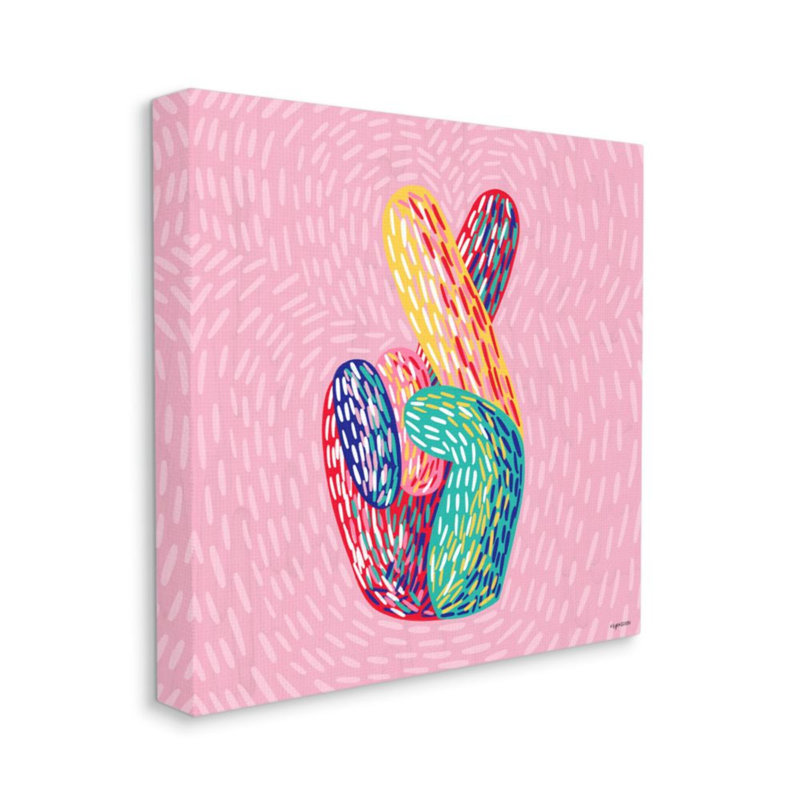 « Colorful Fingers », motif abstrait croisé de Kyra brun-impression d’art graphique, Wrapped Canvas, H 17 po x l 17 po