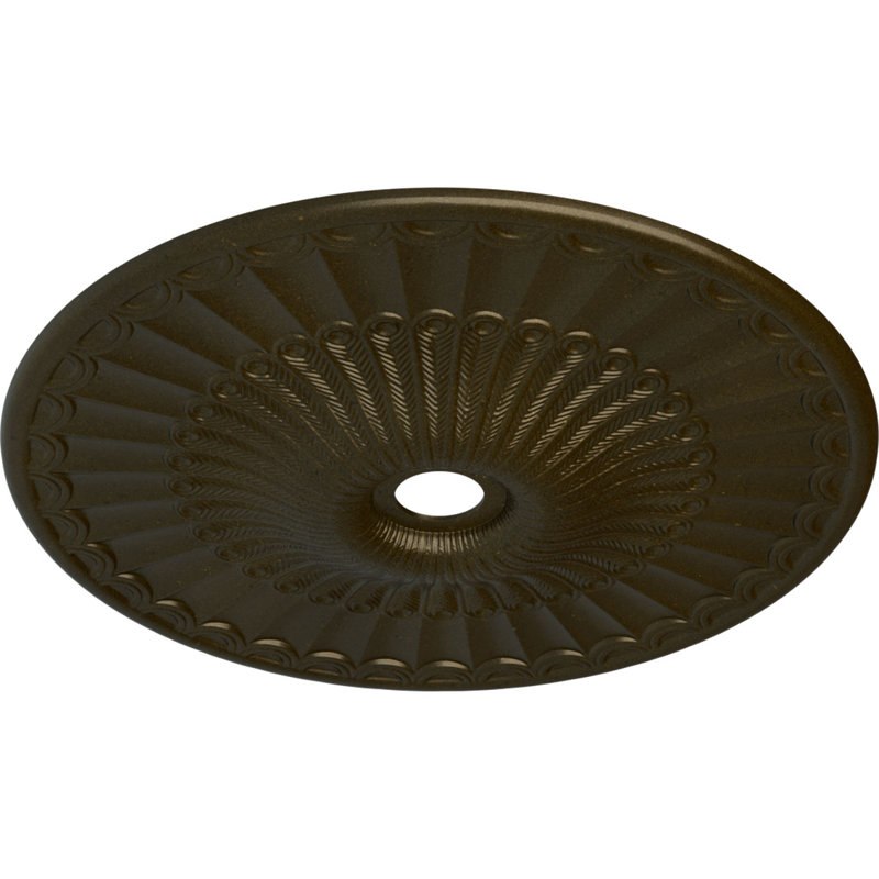 Médaillon de plafond Endurathane Jackson, DO 32 3/4 po x P 2 1/2 po (convient aux auvents jusqu'à 13 1/2 po), finition or Flash peinte à la main