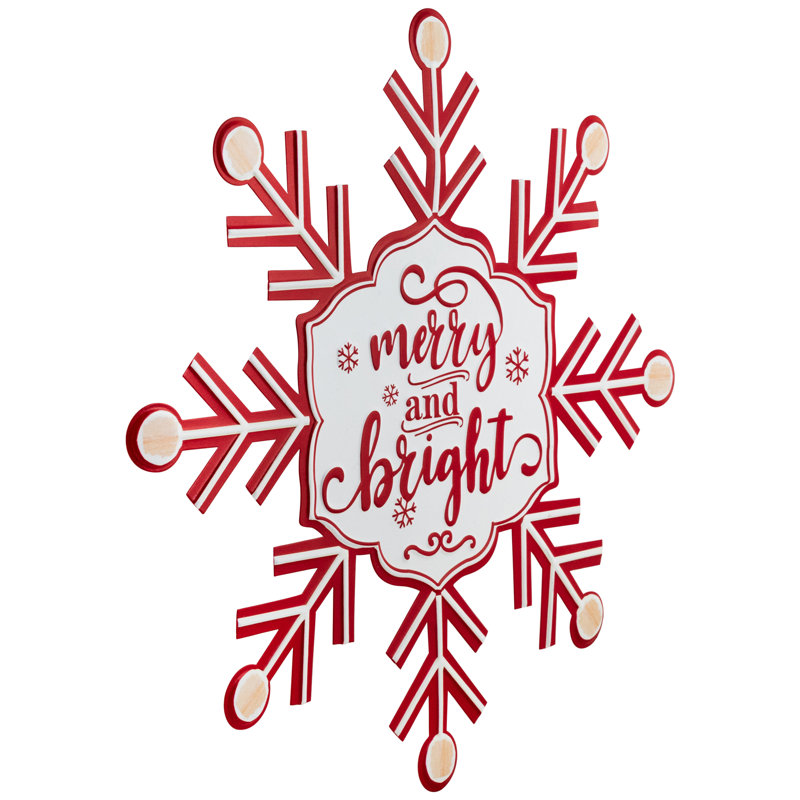 Merry And Bright Snowflake Metal Wall Sign - 15.75"