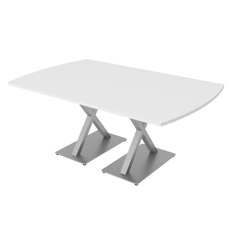 Table de conférence Pavert Arc, H 30 po x l 72 po x P 48 po, Blanc classique, Argent