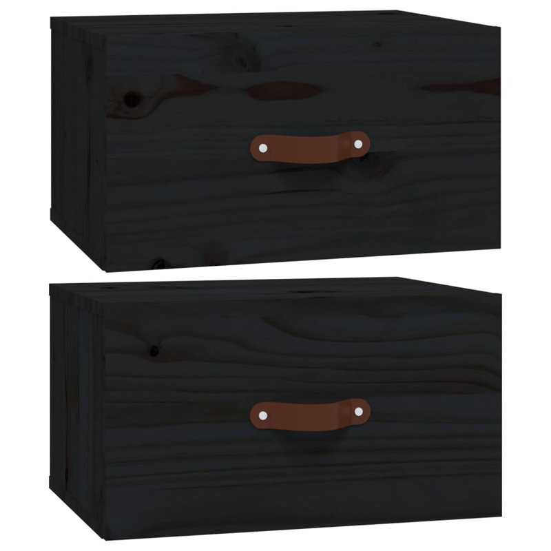 Fresnes 40cm W Manufactured Wood Bedside Table, Black