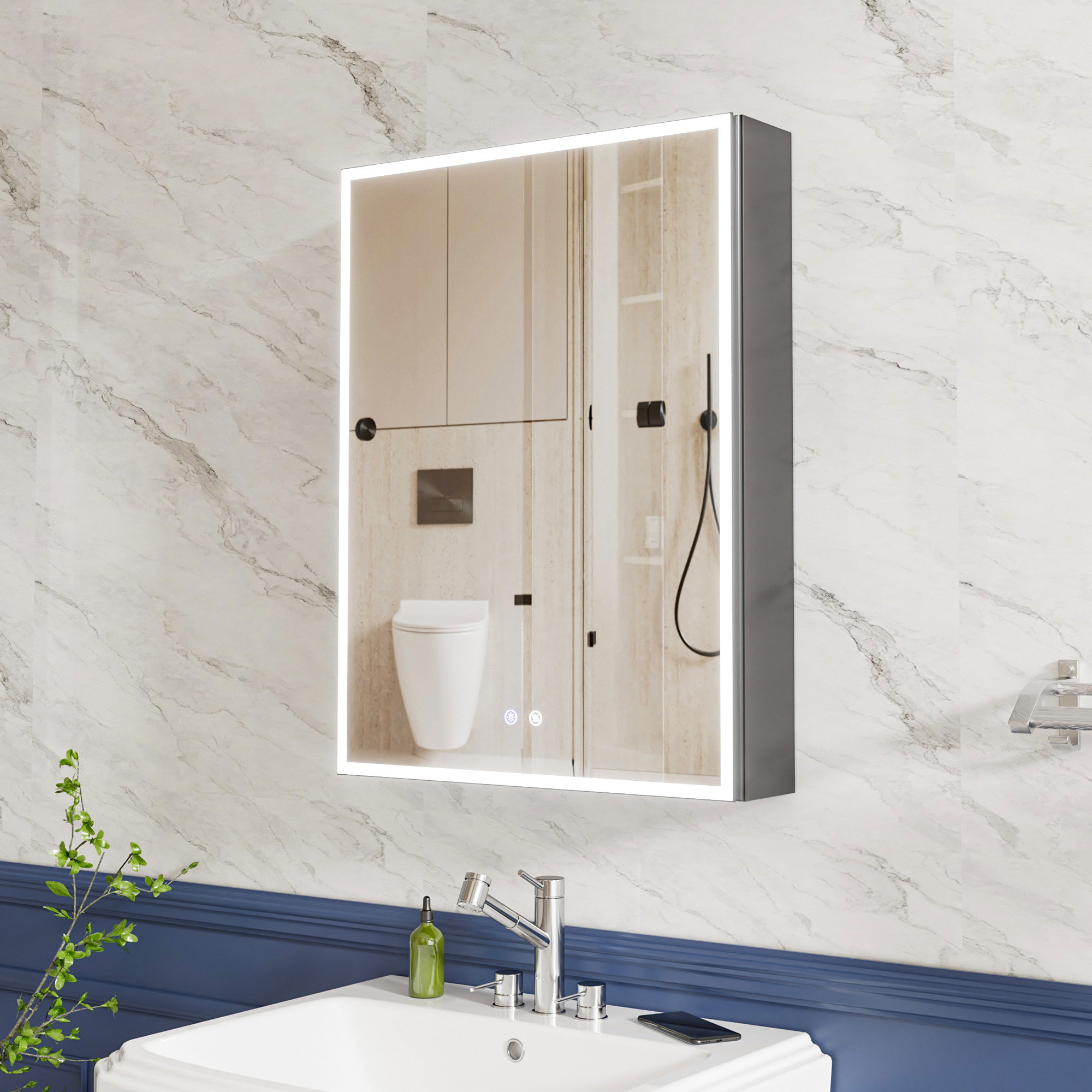 Wrought Studio™ Dimmable LED Medicine Cabinet Black Aluminum with ...