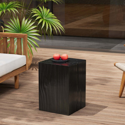 Square-Column MGO End Table,Wood-Like Distressed Finish, Mix With Different Heights, Indoor Outdoor Use Only One piece