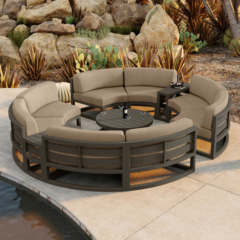 Avion Outdoor 7 - Piece Conversation Set, Slate, Canvas Natural Sunbrella® Canvas
