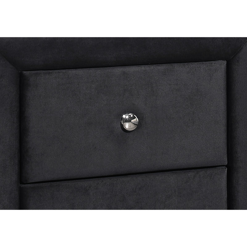 Transitional Nightstand With Grey Velvet Finish And Storage Capacity Upholstered Modern Concept