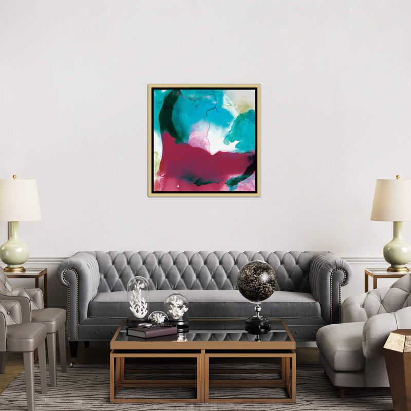 «LA Abstract I» par Sisa Jasper, reproduction d'art graphique encadrée, H 18 po x l 18 po x 1,5 po, Toile encadrée d'or