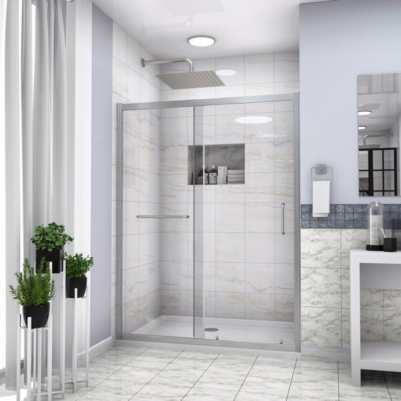 Shower Door 48" W X 72"H Single Sliding Opening Bypass Sliding Opening Shower Enclosure Door, 1/4 " (6Mm)