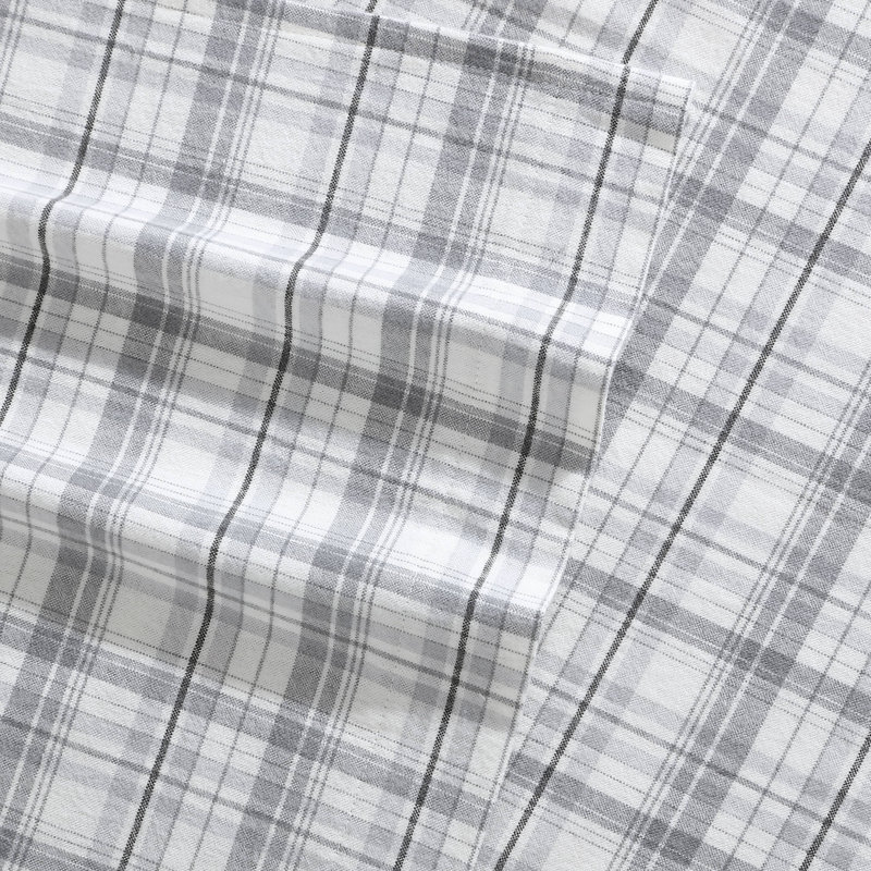 Ensemble de draps 100% coton 200 fils, Ensemble de draps pour très grand lit avec 2 taie, Carreauté Beacon Hill