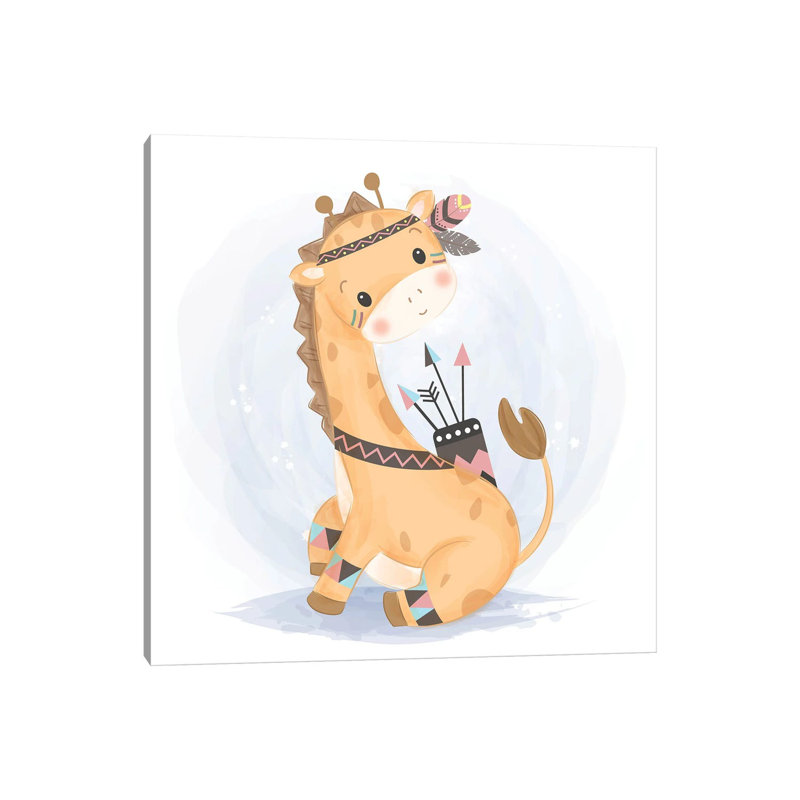 Cute Giraffe In Watercolour by Art Mirano - Wrapped Canvas Print, 66.04 cm H x 66.04 cm W