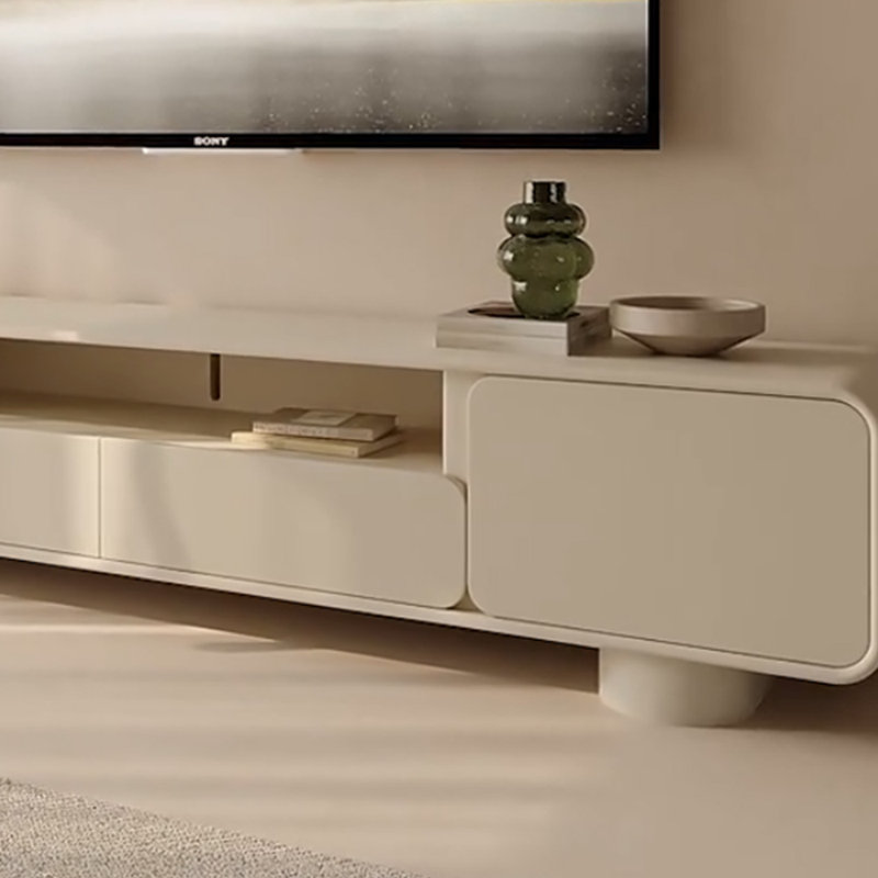 Simple cream style solid wood TV cabinet, 70.86"