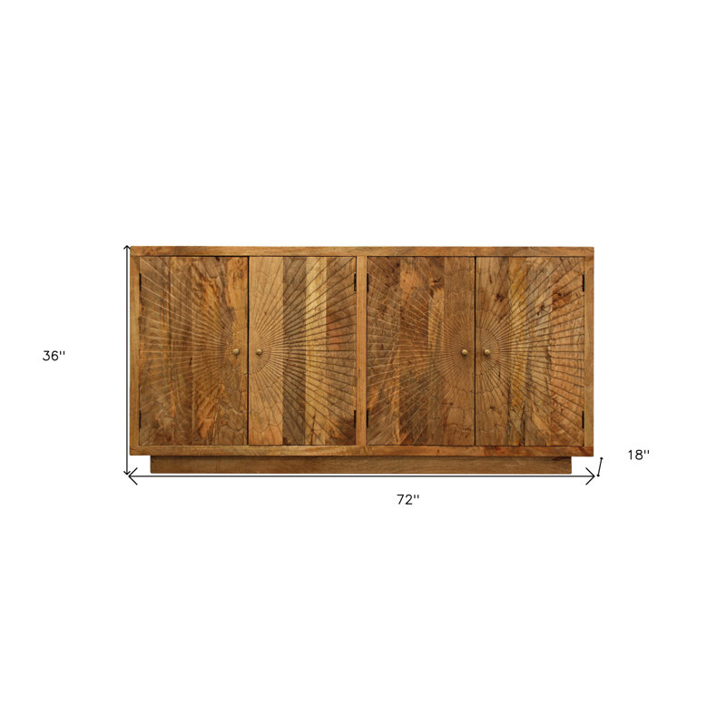 Buffet 72 "en bois massif brun avec quatre portes 72"
