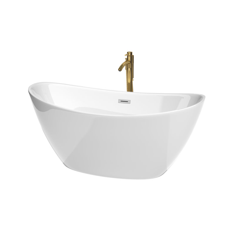 Dorrit 66" x 32" Freestanding Soaking Acrylic Bathtub with Faucet