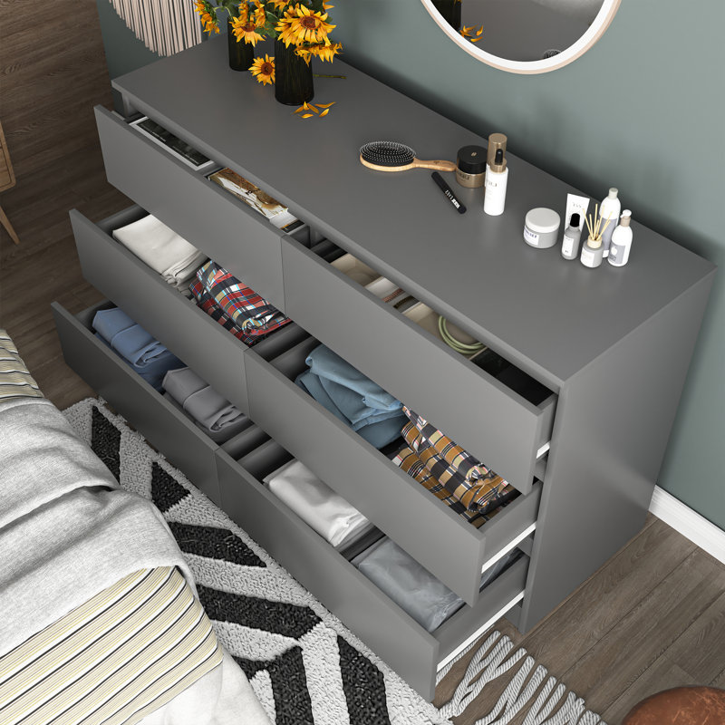 Bisset 47.25'' W 6 - Drawer Dresser, Gray