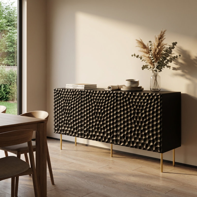 Warminster 59.8" Sideboard with Matte Finish, Black
