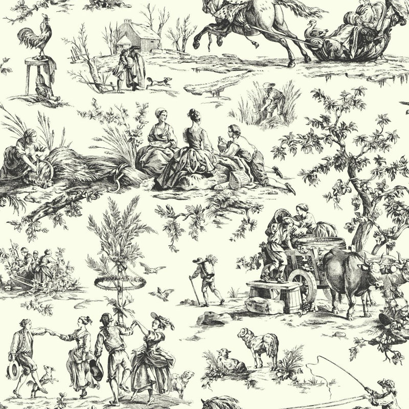 Ashford Toiles Toile Wallpaper Roll, Black/White
