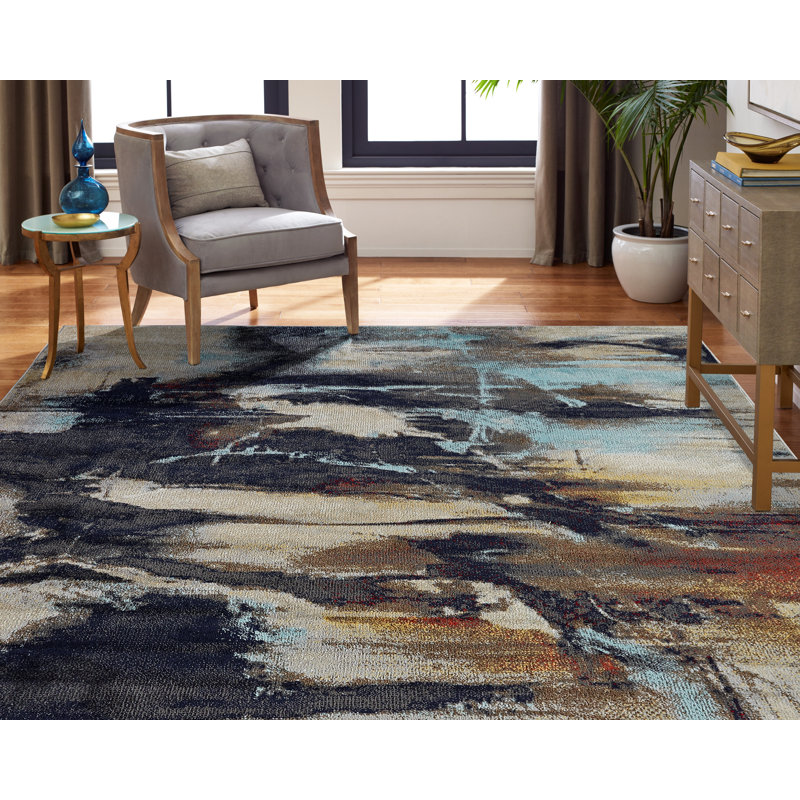 Stehouse Abstract Area Rug in Earth/Sky, Rectangle 4' x 6'