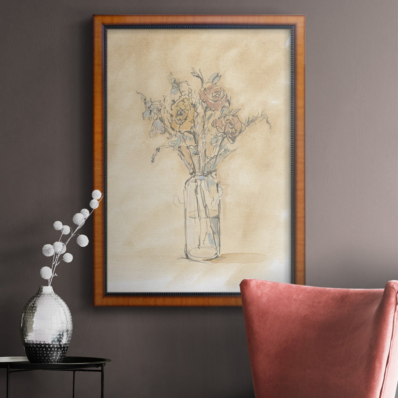Antique pastel floral I, toile encadrée de qualité supérieure - prête à être accrochée, H 36 po x l 24 po x P 2,5 po