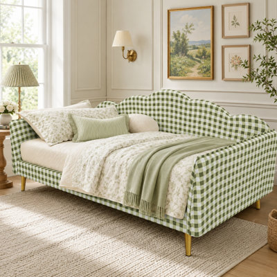Twin Upholstered Cloud-Shaped Daybed with Slats