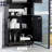 Tall Narrow Bathroom Storage Cabinet With Doors And Shelf Adjustability, Freestanding Linen Cabinet With 2 Cabinets And Countertop, Black-541314550