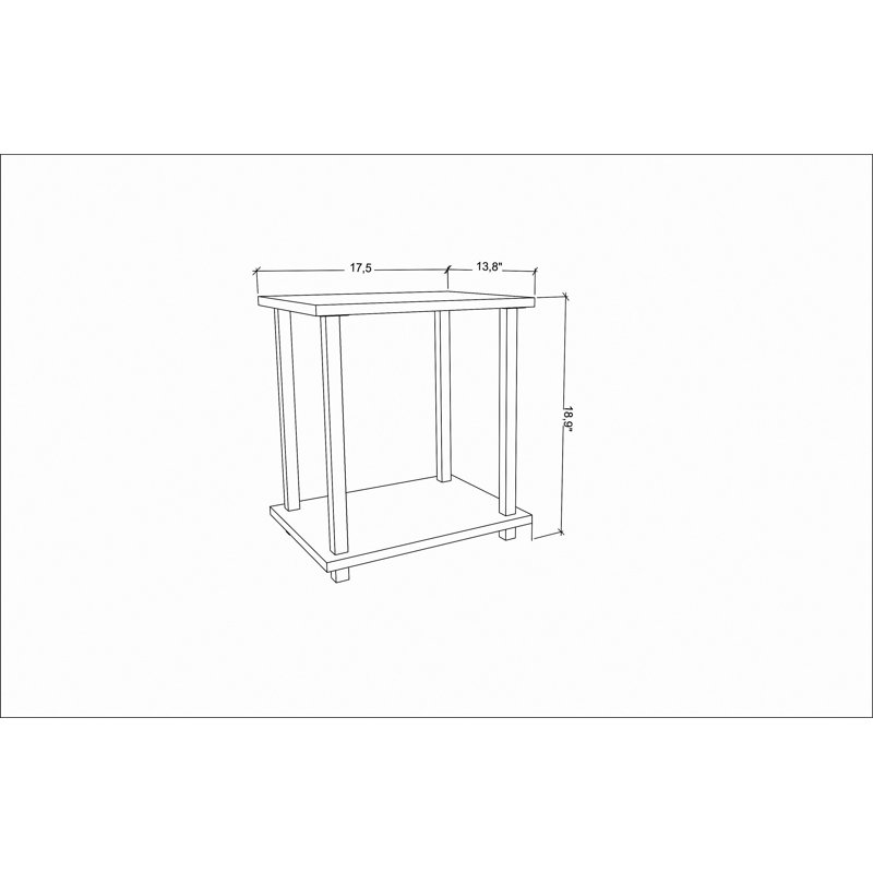 Monowi Square Side End Table, Anthracite, White