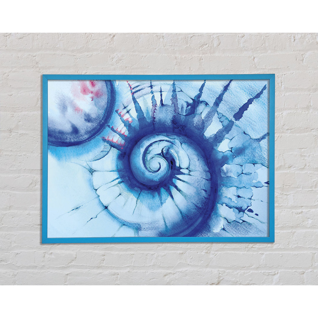 Blaue Spirale Muschel Gerahmter Druck Wandkunst