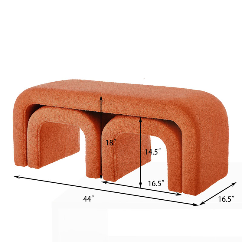Ensemble de 3 bancs en U modernes, Orange