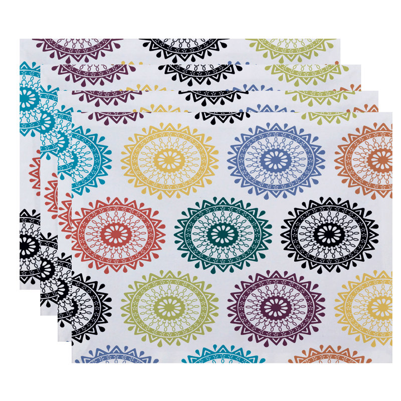 Araiza Polyester Geometric Rectangle Placemat, Turquoise