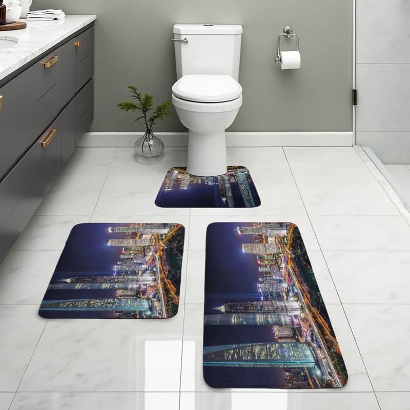  Multicolore ensemble de tapis en U et rectangulaires pour salle de bain Urban