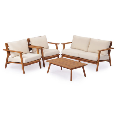 Weather-resistant Patio Sofas, Mid-century Acacia Wood, Modern Outdoor Living