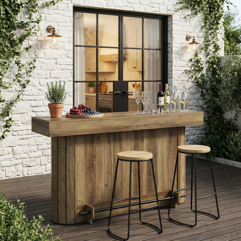Table de bar 63 po à 3 niveaux avec tablettes de rangement et repose-pieds en métal