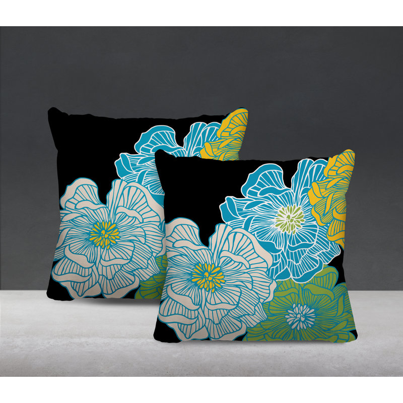 Housse et insert de coussin décoratif intérieur / extérieur en mélange de polyester, L 15 po x H 15 po, Turquoise