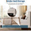 Structure de lit double / grand en velours avec tête de lit à oreilles, lattes de bois, sans sommier, beige-168952320