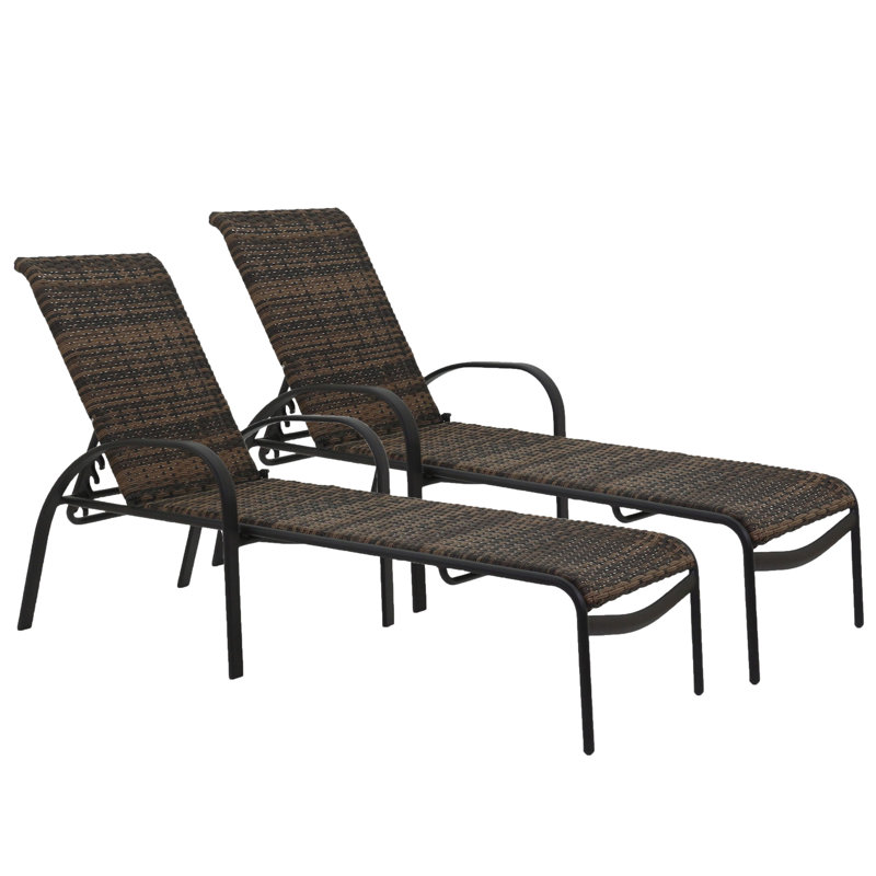 Guthki Outdoor Rust-Resistant Metal Chaise Lounge, Brown/Java Brown