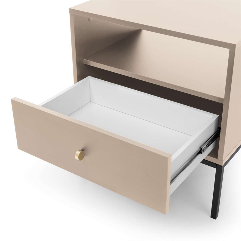Armadillo 54cm W Manufactured Wood Bedside Table, Beige