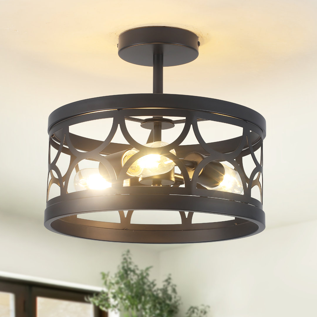 Elgina 3-Light Semi Flush Mount Ceiling Light Fixture, Modern Hanging Pendant Lights, Modern Chandelier for Dining Room Living Room Foyer Entryway Kitchen-12.6"W x 10.2"H 17 Stories Fixture 