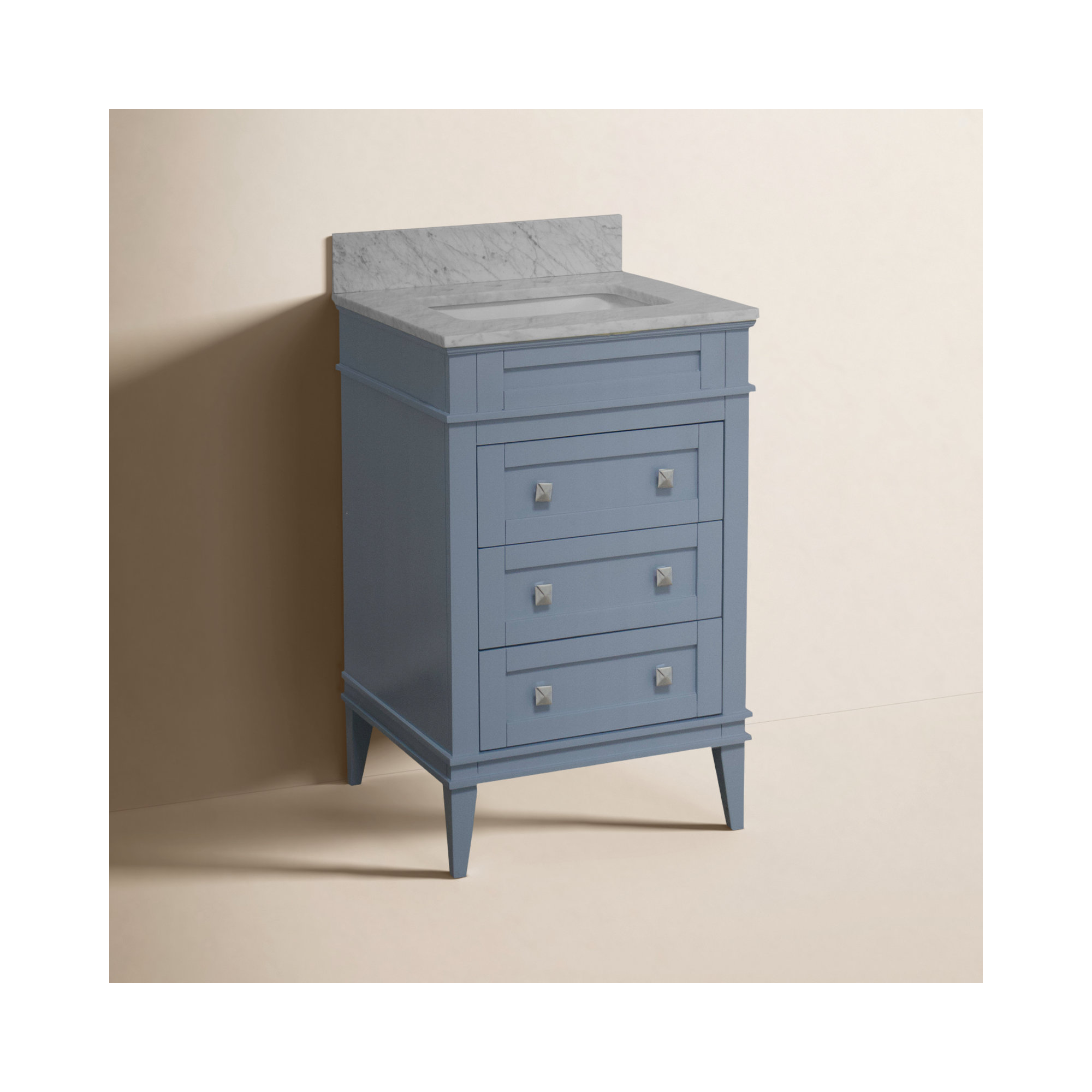 Frankfurt 24'' Single Bathroom Vanity, Powder Blue, Carrara Marble