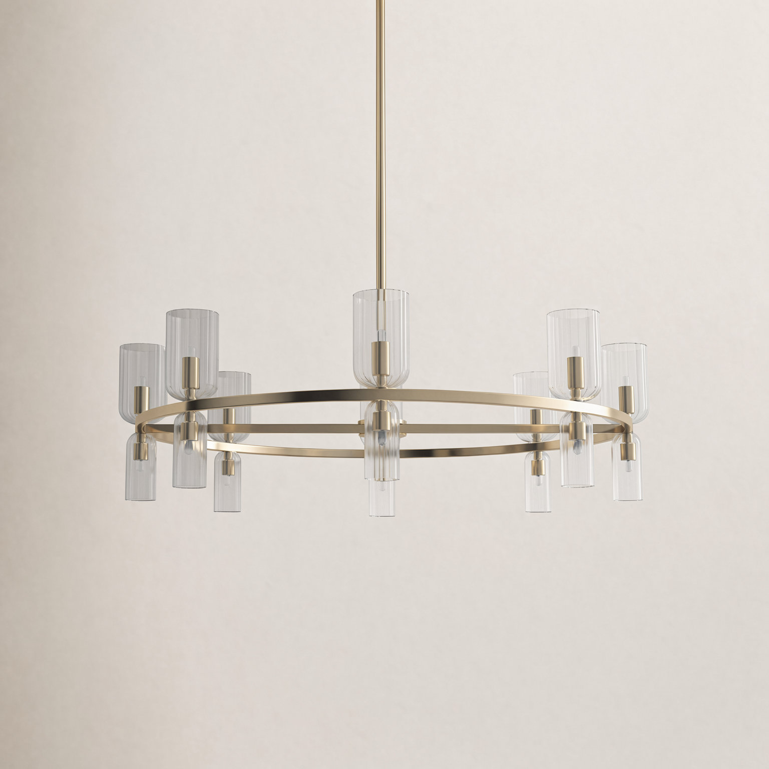 16 - Light Chandelier, Aged Brass