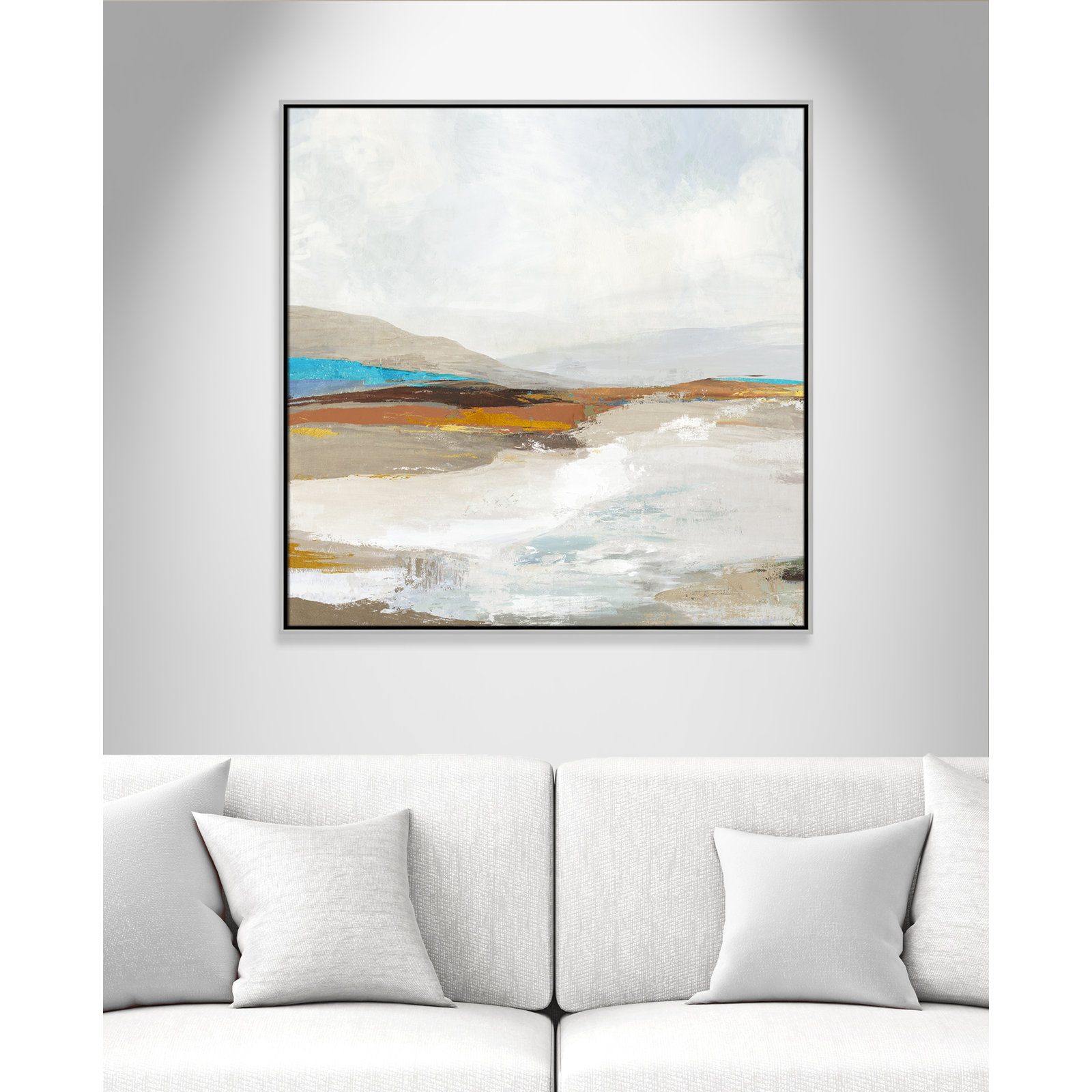 Middlebury "Soft Sea I" Print by Allison Pearce, 37.5" H x 37.5" W, Silver Framed