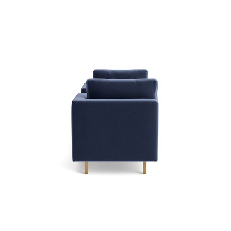 Hunter Bench, Performance Velvet - Indigo, Brushed Brass