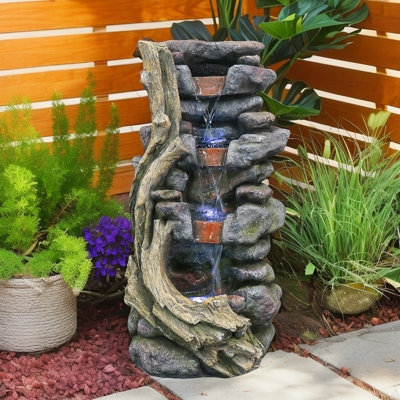 Rockery And Flowing Water Fountain Ornament, 25.6 Inches Tall
