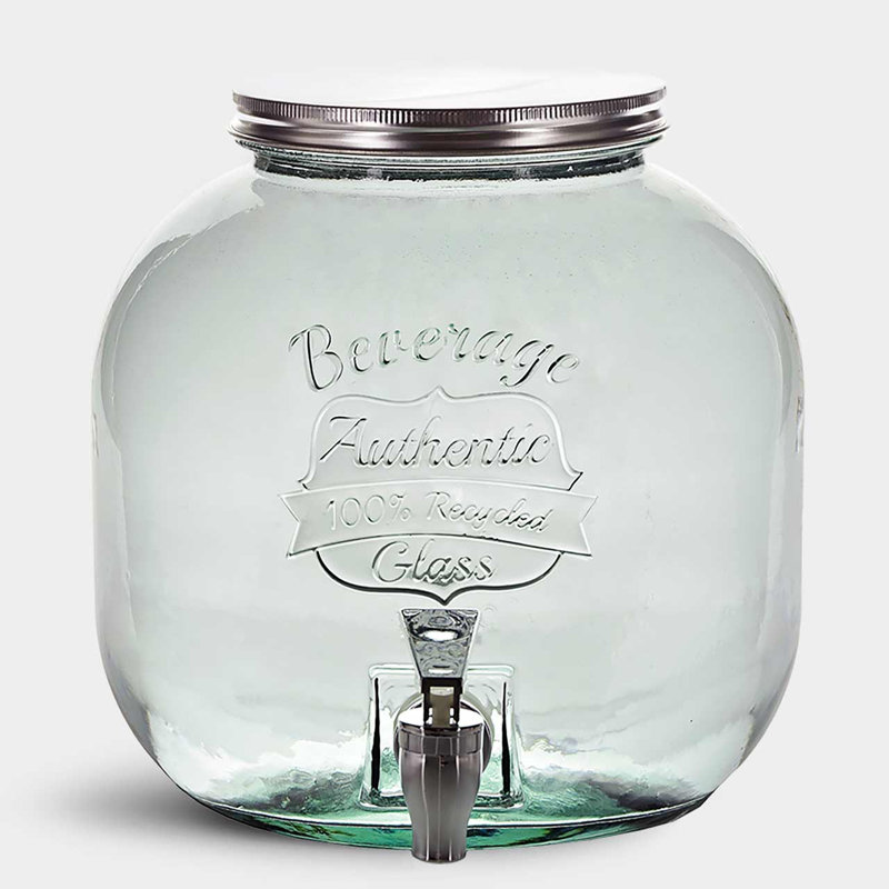 Ginnia 1.6 Gal. Authentic Recycled Glass Beverage Dispenser, 1.6 Gallons
