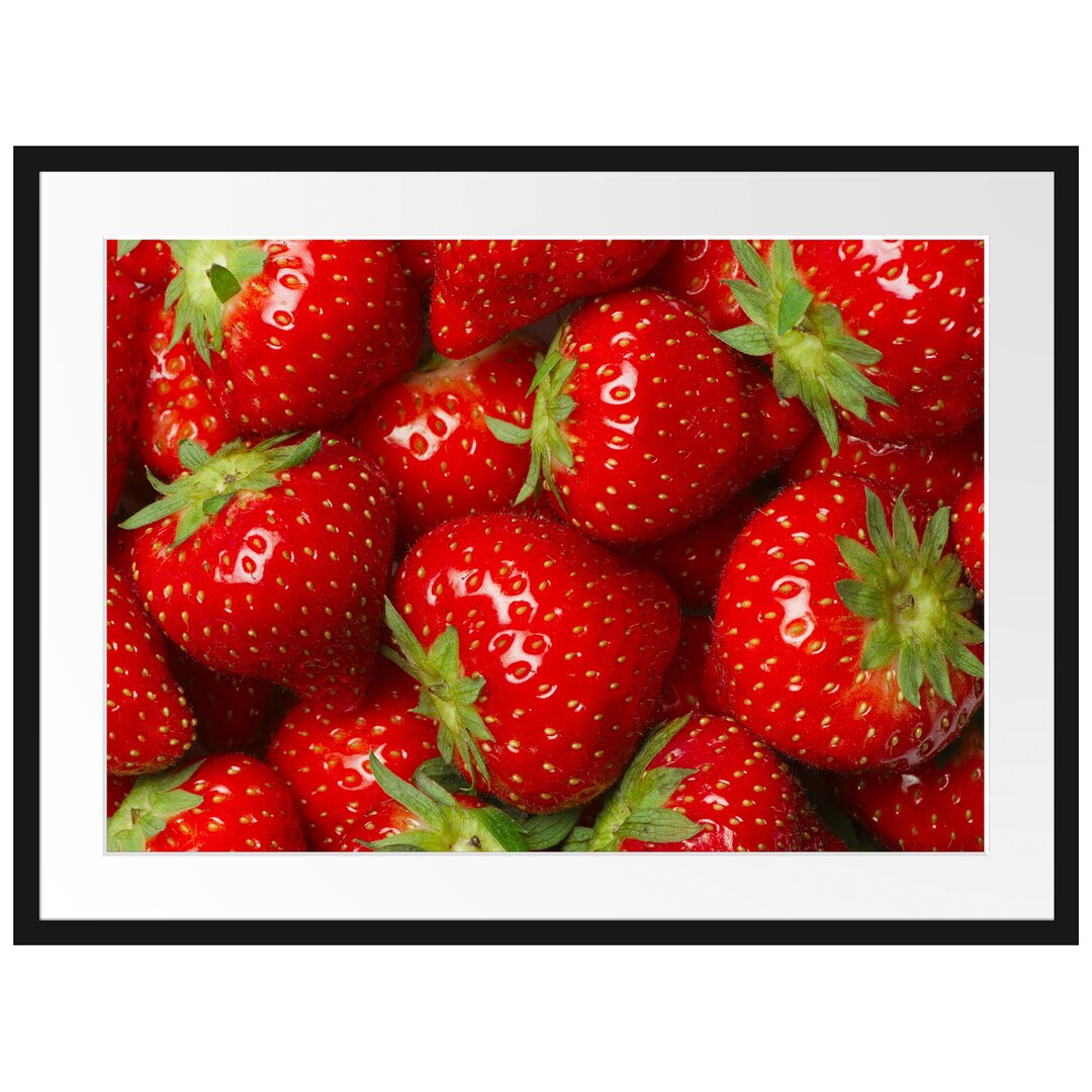 Gerahmtes Poster Leckere frische Erdbeeren