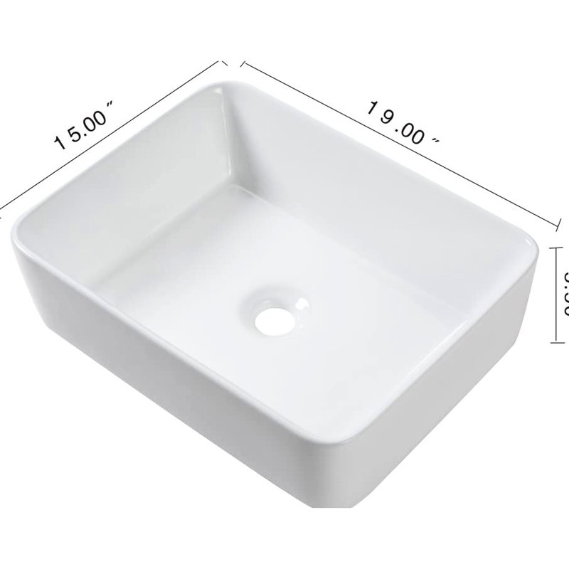19"X15" Ceramic Vessel Sink With Matte Black Faucet, Bathroom Dream And Chic Option